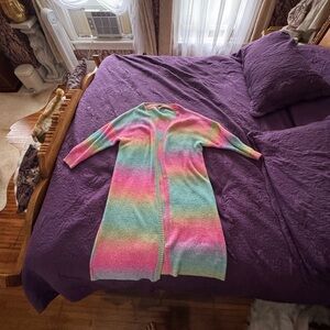 Torrid Multicolor Striped Cardigan with matching scarf